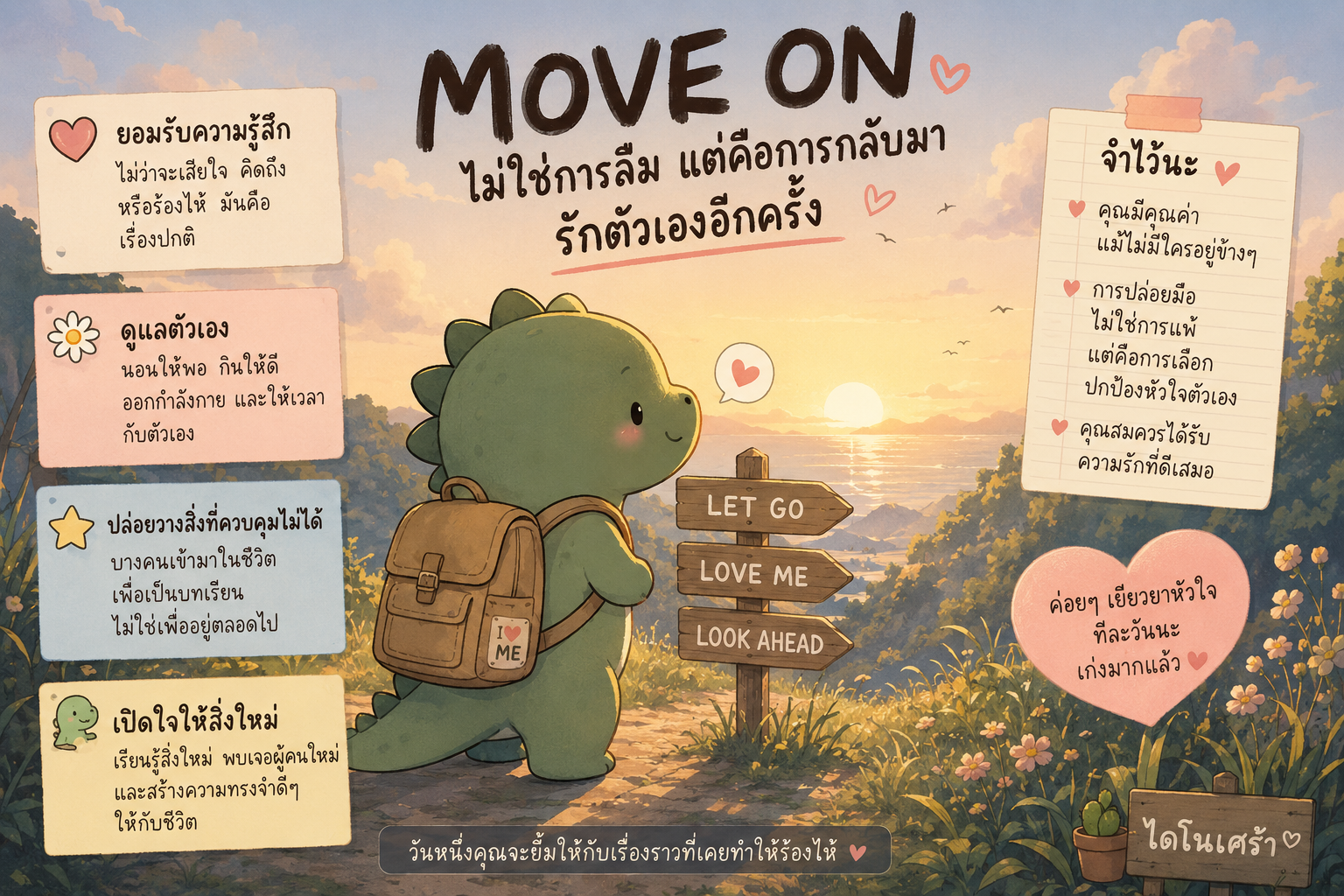 Move On ไม่ใช่การลืม แต่คือการกลับมารักตัวเองอีกครั้ง | ไดโนเศร้า